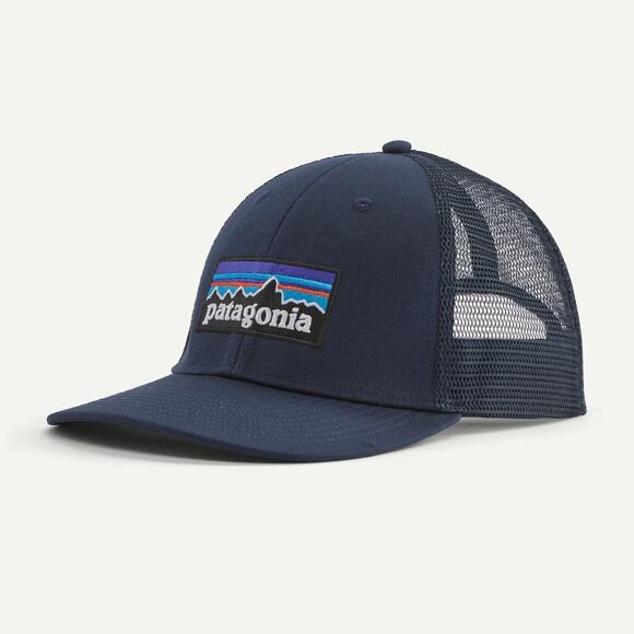 Patagonia Other - Patagonia P-6 Logo Trucker Hat Navy Blue Mesh SnapBack Cap Organic Cotton OS